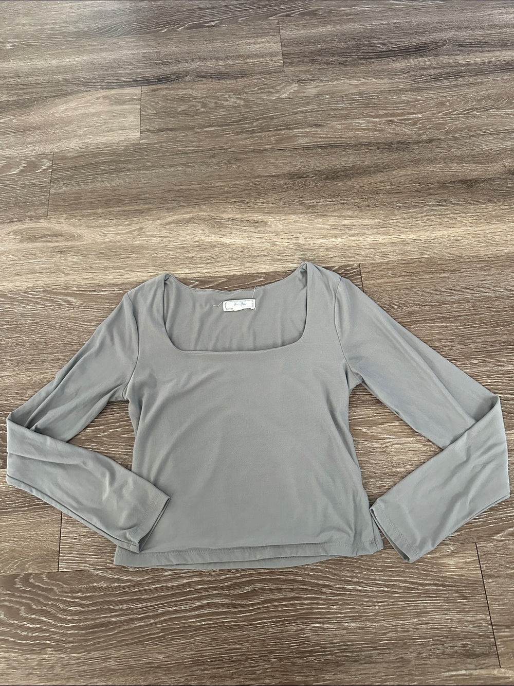 Hippie Rose Long Sleeve Square Neck Top in Light Gray
